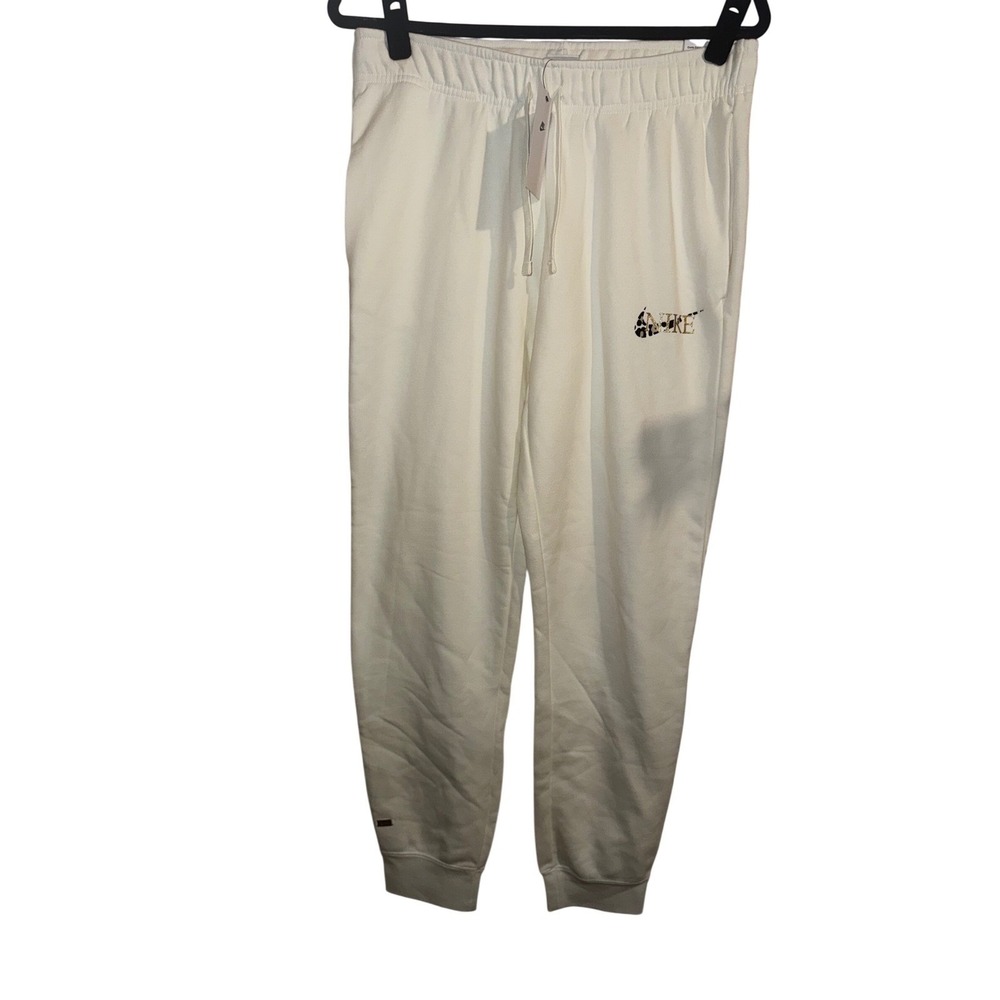 Nike Womens Sz S Leopard Glitter Swoosh Joggers Sail White NWT